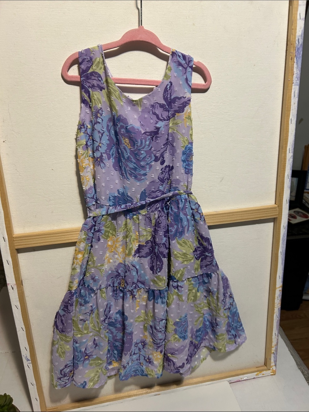 Girls' Lavender Floral Tiered Dress
